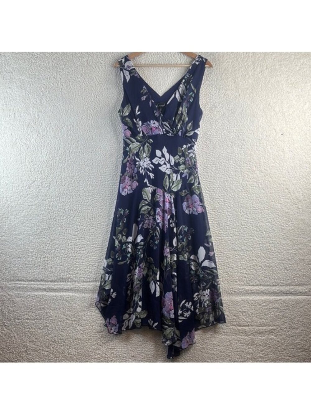 NWT Connected Womens Pink Purple Floral Sleeveless High Low Midi Dress Size 8